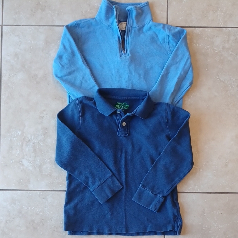 Lot Of Crewcuts Half-Zip Collared Sweatshirt & Navy Long Sleeve Polo, Size 6-7